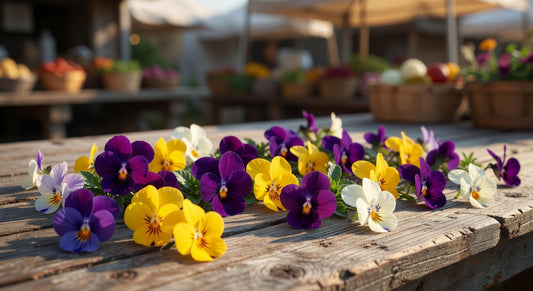 Fresh edible viola flowers — 50 count, garnish-grade quality for cakes, cocktails and plating