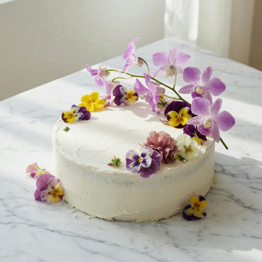 Edible Flower Cake Kit (150 Blooms) in use